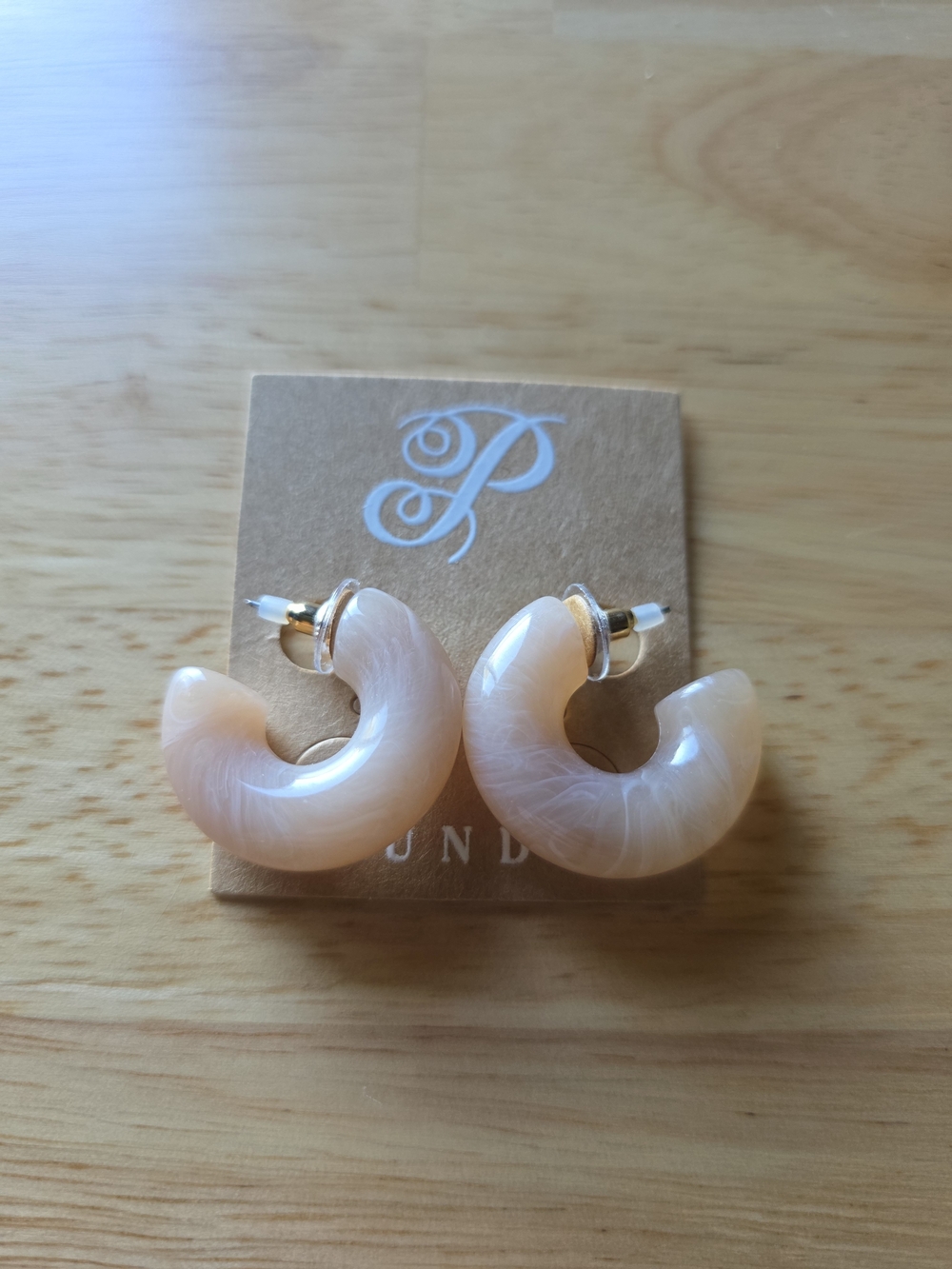 Earrings by Plunder-.Cream Resin Statement Hoops